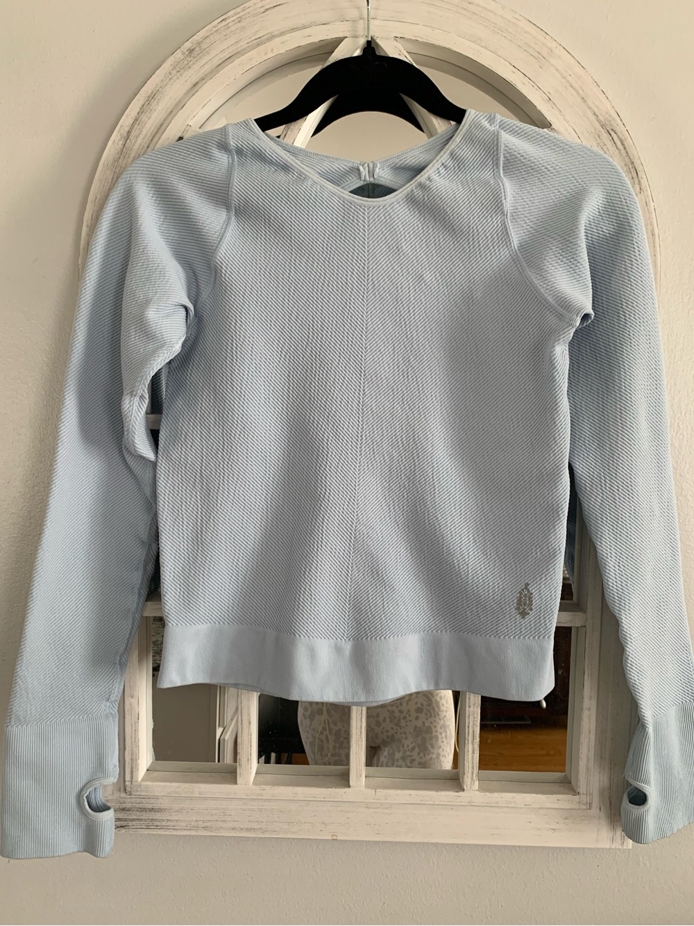 FP Movement by Free People Pale Blue Textured Crew Sweatshirt